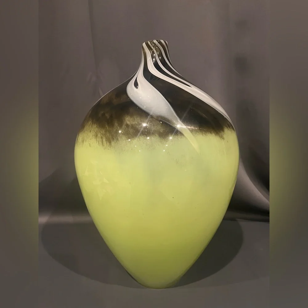 Pier 1 Imports Green‎ Brown Glass Swirl Large Vase